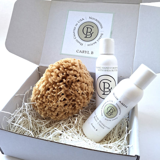 Gift Box with Sea Sponge Liquid Wash and Body Lotion